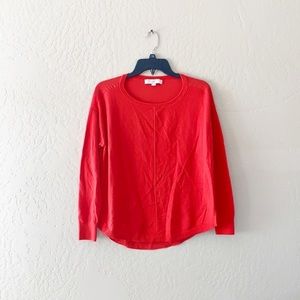 Loft Red Knit Two Toned Blouse Sweater‎